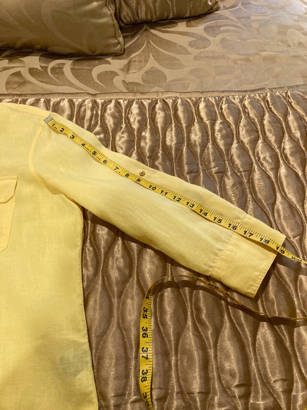LAUREN RALPH LAUREN “Exclusive” Yellow Linen Blouse with Gold Buttons Sz L - Picture 10 of 11